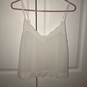 Lush Scalloped-edge white tank top